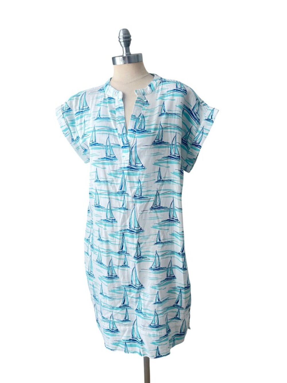 Nautical Sailboat Print Tunic Dress By Jayes Studio X Lilibridge Large NWT